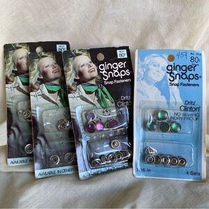 Vintage Lot of 4 New Ginger Snaps Snap Fasteners Scovill Clinton  - 2 Colors 🇺🇸